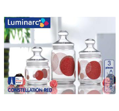 Luminarc 3 Pc Jar Set 0.5L+0.75L+1L (Red)