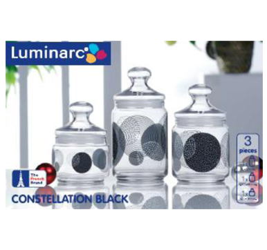 Luminarc 3pc Jar set 0.5 + 0.75L + 1L (Black)